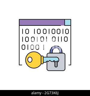 Symbol für die farbige Zeile des Verschlüsselungszeichens. Piktogramm für Webseite, mobile App, Promo. UI UX GUI Design-Element. Bearbeitbare Kontur. Stock Vektor