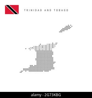 Karte mit quadratischen Punkten von Trinidad und Tobago. Republik Trinidad und Tobago gepunktete Pixelkarte mit Nationalflagge auf weißem Hintergrund isoliert. Vect Stock Vektor