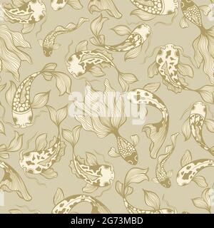 Japanischer Koi Fisch Vektor Nahtloses Muster Stock Vektor