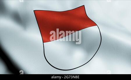 3D-Illustration einer wehenden Schweizer Stadtflagge von Solothurn Stockfoto