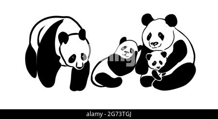 Die Panda-Familie. Mama Papa und Baby Panda. Vektorgrafik Stock Vektor