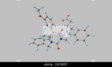 Elagolix ist ein Gonadotropin-freisetzendes Hormonantagonist-Medikament, das bei der Behandlung von Schmerzen im Zusammenhang mit Endometriose bei Frauen verwendet wird. 3d i Stockfoto