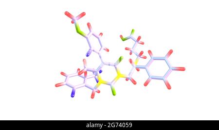 Elagolix ist ein Gonadotropin-freisetzendes Hormonantagonist-Medikament, das bei der Behandlung von Schmerzen im Zusammenhang mit Endometriose bei Frauen verwendet wird. 3d i Stockfoto