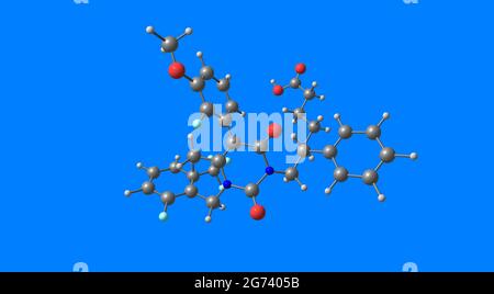 Elagolix ist ein Gonadotropin-freisetzendes Hormonantagonist-Medikament, das bei der Behandlung von Schmerzen im Zusammenhang mit Endometriose bei Frauen verwendet wird. 3d i Stockfoto