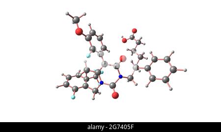 Elagolix ist ein Gonadotropin-freisetzendes Hormonantagonist-Medikament, das bei der Behandlung von Schmerzen im Zusammenhang mit Endometriose bei Frauen verwendet wird. 3d i Stockfoto