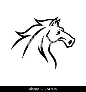 Pferd Logo Maskottchen Vektor Linie Stilisierte Illustration Stock Vektor