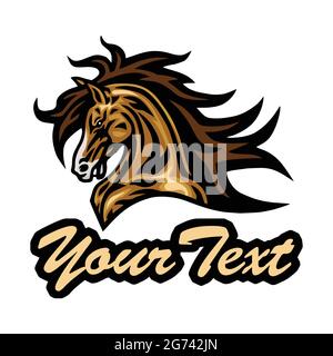 Horse Mustang Kopf Logo Vektor Esport Maskottchen Design Illustration Stock Vektor