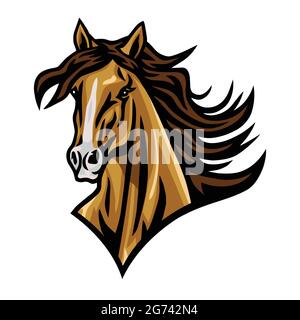 Pferd Mustang Kopf Logo Cartoon Vektor Esport Maskottchen Design Illustration Stock Vektor