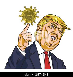 Donald Trump Corona Virus Rede Cartoon Vektor. 4. März 2020 Stock Vektor