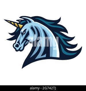 Unicorn Head Logo Design Gaming Esport Mascot Illustration Stock Vektor