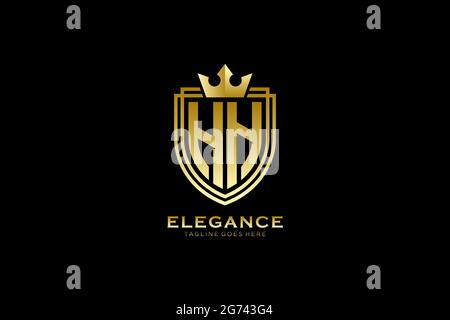 HH Elegantes Luxus-Monogramm-Logo oder Badge-Vorlage mit Rollen und königlicher Krone - perfekt für luxuriöse Branding-Projekte Stock Vektor