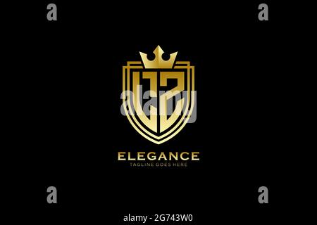 LZ Elegantes Luxus-Monogramm-Logo oder Badge-Vorlage mit Rollen und königlicher Krone - perfekt für luxuriöse Branding-Projekte Stock Vektor