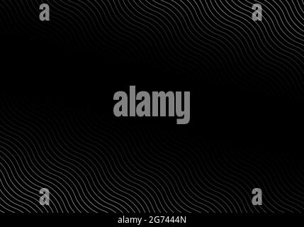 Abstrakte Wellenlinien weißes Farbmuster auf schwarzem Hintergrund mit Platz für Ihren Text. Vektorgrafik Stock Vektor