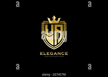 VR Elegantes Luxus-Monogramm-Logo oder Badge-Vorlage mit Rollen und königlicher Krone - perfekt für luxuriöse Branding-Projekte Stock Vektor