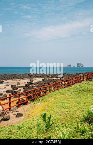 Seelandschaft auf dem Jeju Olle Trail auf der Insel Jeju, Korea Stockfoto