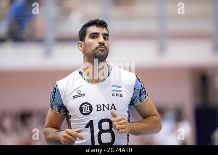 Martin Ramos (Argentinien) beim Freundschaftsspiel 2021 - Italien gegen Argentinien, Italienische Volleyball Nationalmannschaft, Zistern - Foto .LiveMedia/Luigi Mariani Stockfoto