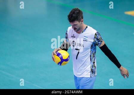 Facundo Conte (Argentinien) im Freundschaftsspiel 2021 - Italien gegen Argentinien, Italienische Volleyball Nationalmannschaft, Cister - Foto .LiveMedia/Luigi Mariani Stockfoto