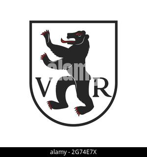 Kanton Schweiz, Schweizer Wappen oder Wappen der Region Appenzell Ausserrhoden, Vektor. Schweizer Kanton Symbol von Appenzell Ausserdem Rhodos mit Bär Stock Vektor