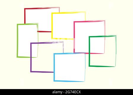 Mehrfarbige handgezeichnete Doodle-Rahmen für Dekorationszwecke Stock Vektor
