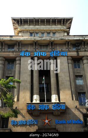 Mumbai; Maharashtra; Indien- Asien; Jan; 2017 : Bank of India; Heritage Stone Building Hauptniederlassung für bombay Stockfoto