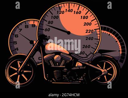 Custom Motorrad mit Tachometer Vektor Illustration Design Stock