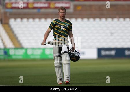 Chester Le Street, Großbritannien. Juli 2021. Ben Compton aus Nottinghamshire sah sich am Sonntag, 11. Juli 2021, vor dem LV= County Championship-Spiel zwischen Durham County Cricket Club und Nottinghamshire in Emirates Riverside, Chester le Street, an. (Kredit: Will Matthews | MI News) Kredit: MI News & Sport /Alamy Live News Stockfoto