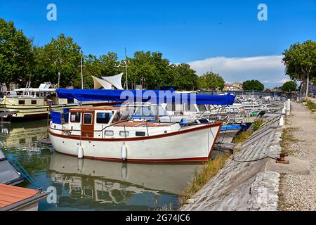 Port of Beaucaire, eine Gemeinde im Département Gard in der Region der Region der Region der westlichen Länder in Südfrankreich Stockfoto