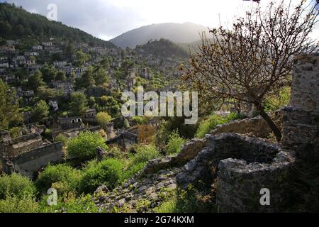 Das verlassene Dorf Kayakoy, Fethiye, Türkei Stockfoto