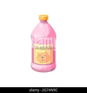 Katzenshampoo, Tiergesundheit und Tierwäsche und -Pflege, Vektor. Katze und Kätzchen Reinigung Shampoo-Flasche, Haustiere waschen und saubere Pflege, Fla Stock Vektor