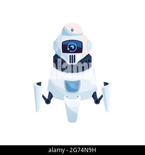 Humanoider Roboter isoliert futuristischen Cyborg digitalen Charakter mit Display auf dem Kopf. Vector moderne Kinder Spielzeug, künstliche Intelligenz smart Automat Stock Vektor