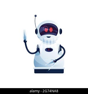 Digitaler Roboter mit Handladern, Antenne auf Kopf isoliert Kunststoff Hi-Tech-Charakter. Vector android Roboter mechanische Sci Fi futuristische Kinder Spielzeug, huma Stock Vektor