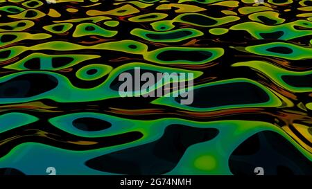 Bunte Welle Regenbogen auf schwarz Wissenschaft Animation Fluid Art 3d Render Stockfoto