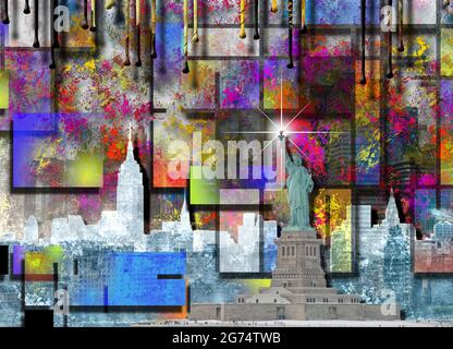 NYC. Manhattan Malerei. 3D-Rendering. Stockfoto