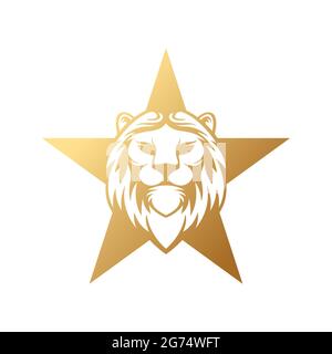 Abstrakte Lion Star Logo Design Vektor Vorlage. Design-Konzept Löwe mit Star Shape Logo. Lion Head mit Star Logo Vektor-Design-Vorlage für Unternehmen Stock Vektor
