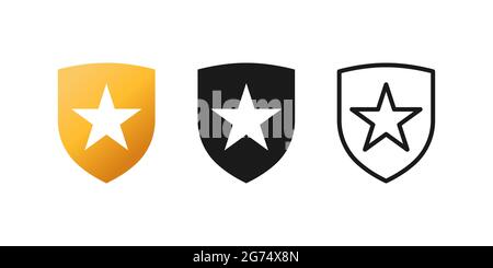 Satz von Sternsymbol-Vektorgrafik-Vorlage. Star Icon Design-Kollektion. Sternevektordesign isoliert auf weißem Hintergrund. Sternvektorsymbol flach des Stock Vektor
