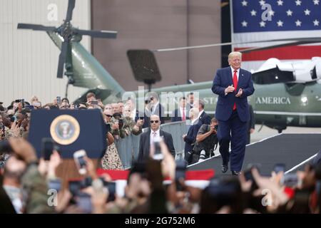 30. Juni 2019-Osan, Südkorea-US-Präsident Donald Trump kommt auf dem Militärflugplatz Osan an an, um das Treffen ihrer Soldaten auf dem Militärflugplatz Osan in Osan, Südkorea, zu organisieren.US-Präsident Donald Trump trifft heute im Waffenstillstandsdorf Panmunjom die nordkoreanische Leder Kim Jong UN. Stockfoto