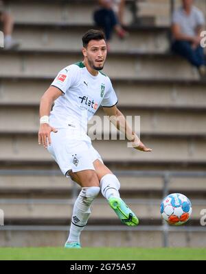 Borussia Monchengladbach, Deutschland. Juli 2021. Ramy BENSEBAINI (MG) Action, Fußball-Testspiel, Borussia Monchengladbach (MG) - Viktoria Köln (ZK) 2: 2, am 07/10/2021 in Borussia Monchengladbach/Deutschland. â Credit: dpa/Alamy Live News Stockfoto