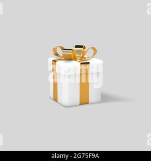 3d Geschenkbox verpackt goldenes Band Stock Vektor