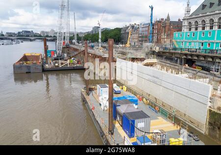 Bauarbeiten am Thames Tideway Tunnel, einem Super-Kanal unterhalb der Themse. London Stockfoto