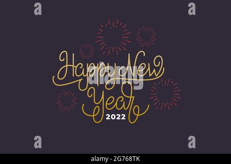 Frohes neues Jahr 2022 Textbeschriftung. Vektorgrafik für die Neujahrsfeier Stock Vektor