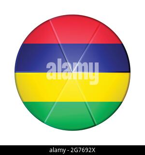 Glaskugel mit Flagge von Mauritius. Runde Kugel, Vorlagensymbol. Mauritisches nationales Symbol. Glänzende realistische Kugel, 3D abstrakter Vektor Stock Vektor