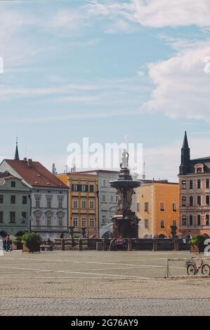 Ceske Budejovice 11. Juli 2021. ceske budejovice Brunnen Budvar Stockfoto