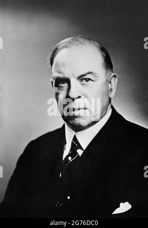 William Lyon Mackenzie King, Premierminister von Kanada, Head and Shoulders Portrait, Informationsbüro der Vereinten Nationen, New York, US Office of war Information, 1942 Stockfoto