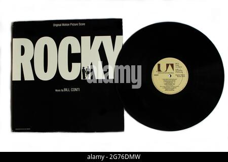 Rocky: Original Motion Picture Score ist ein Soundtrack-Album für den Film Rocky aus dem Jahr 1976, komponiert von Bill Conti. Albumcover Stockfoto