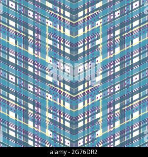 City Architecture ein dynamisches Plaid, das das Gefühl von hohen Glasgebäuden blau lila nahtlose Vektor-Wiederholung hat Stock Vektor