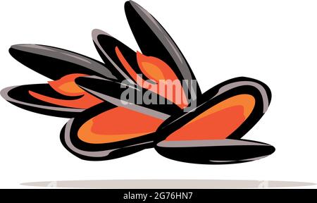 Realistische frische Austern auf weißem Hintergrund - Vektorgrafik Stock Vektor