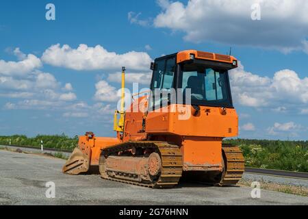 Eine Planierraupe auf einer Baustelle Stockfoto