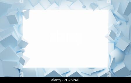 Kreative 3D-Illustration, die aus geometrischen Grundformen besteht Stockfoto