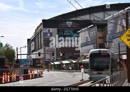 Chase Field ist das Zuhause des Baseballteams Arizona Diamondbacks im Stadtzentrum von Phoenix Stockfoto