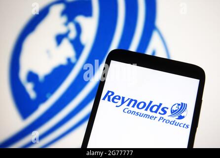 Ukraine. Juli 2021. In dieser Abbildung ist ein Reynolds Consumer Products Logo auf einem Smartphone-Bildschirm zu sehen. (Foto von Pavlo Gonchar/SOPA Images/Sipa USA) Quelle: SIPA USA/Alamy Live News Stockfoto